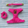 Conjunto Super Pink para perros y gatos Arnes+Collar+Colet