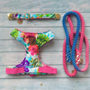 Conjunto Hawai Pink para perros Arnes+Collar+Correa de cuerda