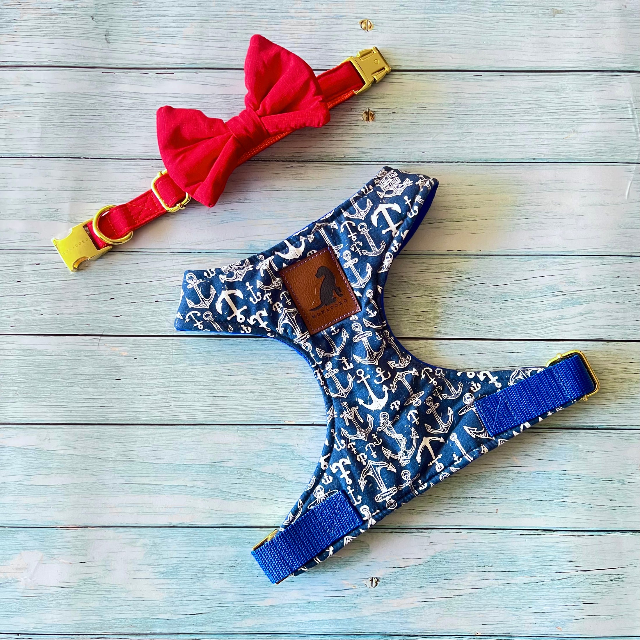 Conjunto Marinero Red para perros y gatos Arnes+Collar con Corbatin