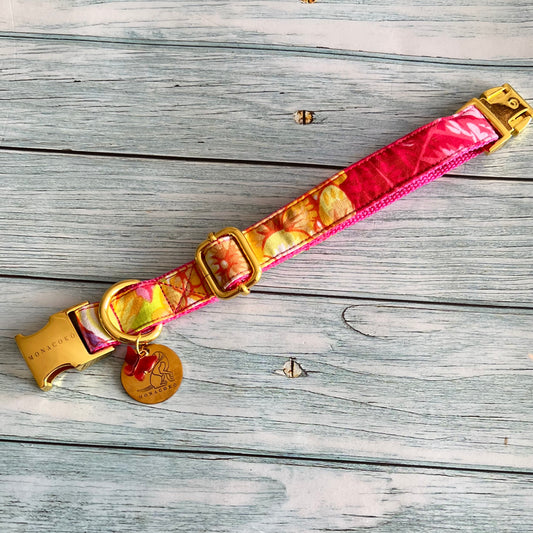 Flower Power Yellow collar de hebilla para perros y gatos