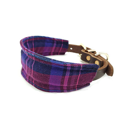PINK PURPLE WOOL collar para perro de cuero